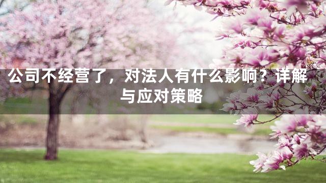 公司不经营了，对法人有什么影响？详解与应对策略