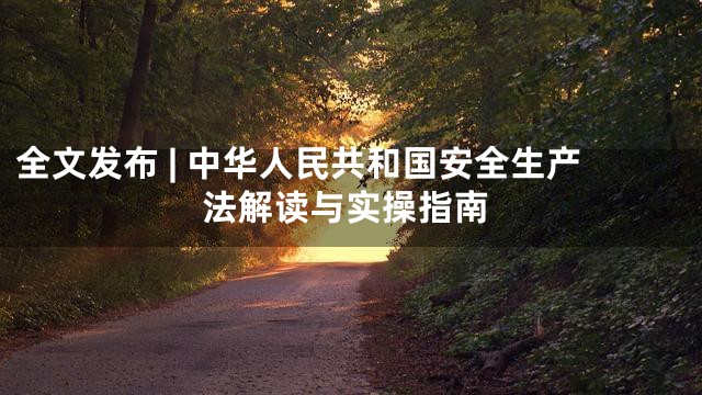 全文发布 | 中华人民共和国安全生产法解读与实操指南