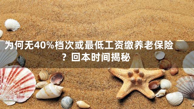 为何无40%档次或最低工资缴养老保险？回本时间揭秘