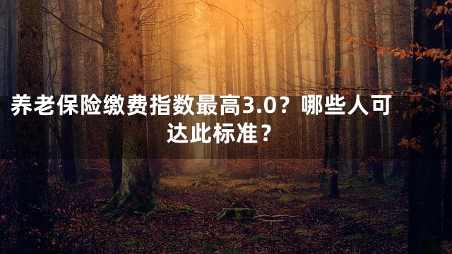 养老保险缴费指数最高3.0？哪些人可达此标准？