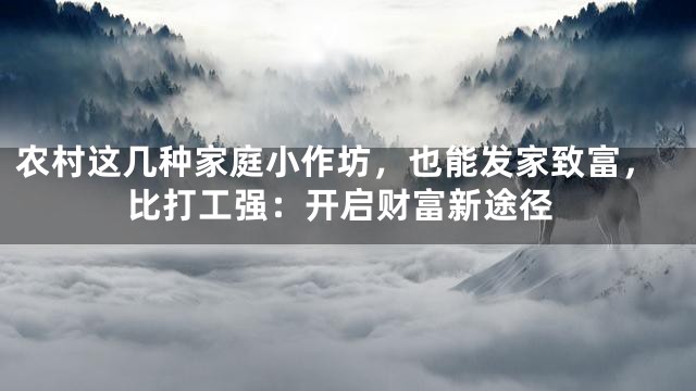 农村这几种家庭小作坊，也能发家致富，比打工强：开启财富新途径
