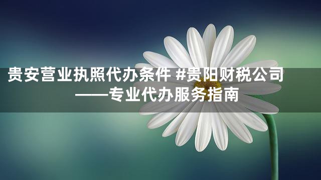 贵安营业执照代办条件 #贵阳财税公司——专业代办服务指南