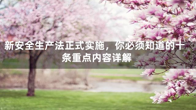 新安全生产法正式实施，你必须知道的十条重点内容详解