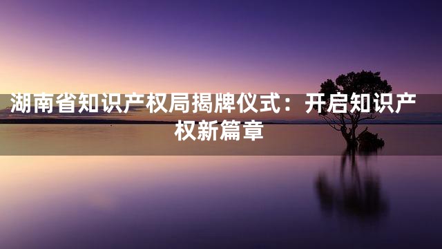 湖南省知识产权局揭牌仪式：开启知识产权新篇章