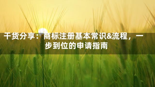 干货分享：商标注册基本常识&流程，一步到位的申请指南