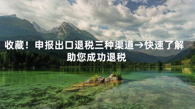 收藏！申报出口退税三种渠道→快速了解助您成功退税