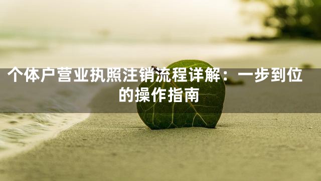 个体户营业执照注销流程详解：一步到位的操作指南