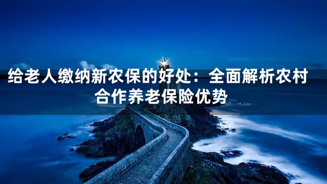 给老人缴纳新农保的好处：全面解析农村合作养老保险优势
