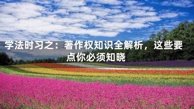 学法时习之：著作权知识全解析，这些要点你必须知晓