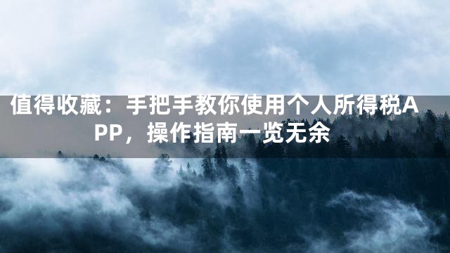 值得收藏：手把手教你使用个人所得税APP，操作指南一览无余