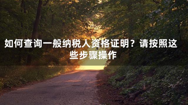 如何查询一般纳税人资格证明？请按照这些步骤操作