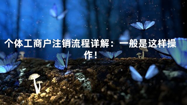 个体工商户注销流程详解：一般是这样操作！