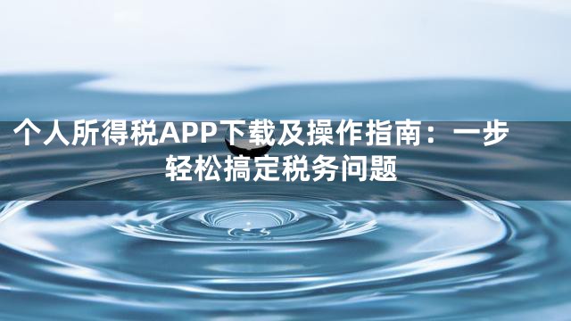 个人所得税APP下载及操作指南：一步轻松搞定税务问题