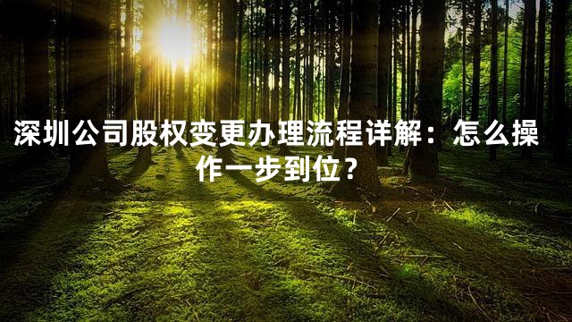 深圳公司股权变更办理流程详解：怎么操作一步到位？