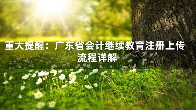 重大提醒：广东省会计继续教育注册上传流程详解