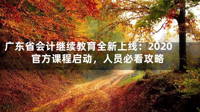 广东省会计继续教育全新上线：2020官方课程启动，人员必看攻略