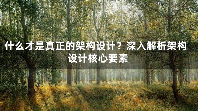 什么才是真正的架构设计？深入解析架构设计核心要素
