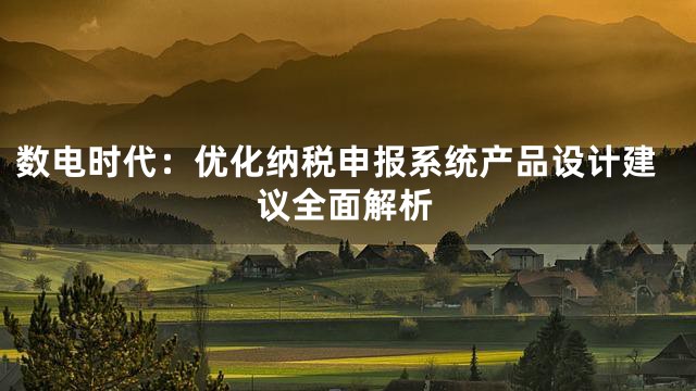 数电时代：优化纳税申报系统产品设计建议全面解析