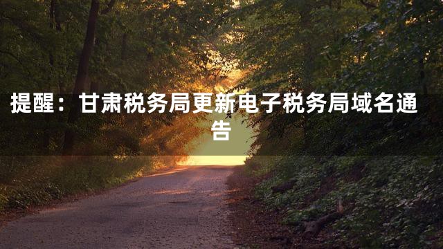 提醒：甘肃税务局更新电子税务局域名通告