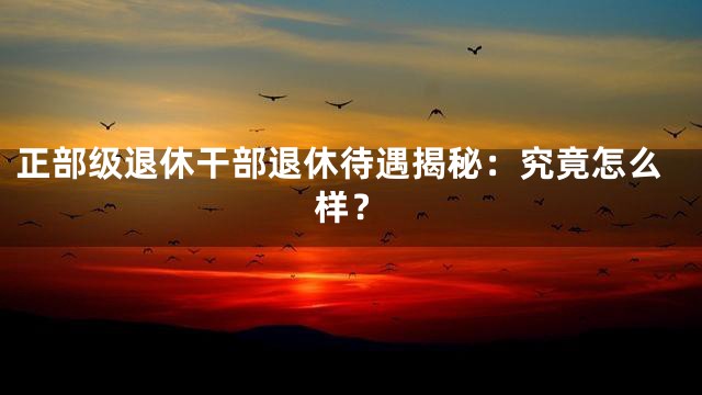 正部级退休干部退休待遇揭秘：究竟怎么样？