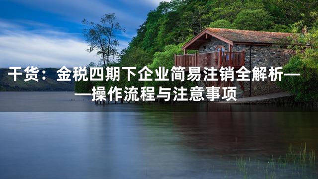干货：金税四期下企业简易注销全解析——操作流程与注意事项
