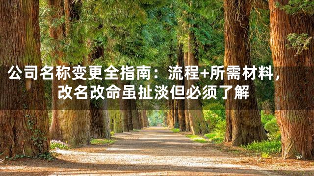 公司名称变更全指南：流程+所需材料，改名改命虽扯淡但必须了解
