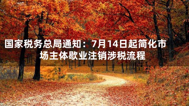 国家税务总局通知：7月14日起简化市场主体歇业注销涉税流程