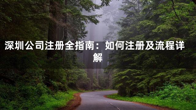 深圳公司注册全指南：如何注册及流程详解