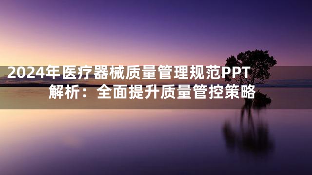 2024年医疗器械质量管理规范PPT解析：全面提升质量管控策略