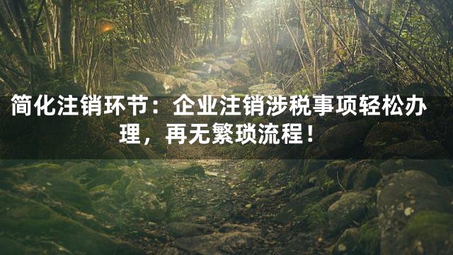 简化注销环节：企业注销涉税事项轻松办理，再无繁琐流程！