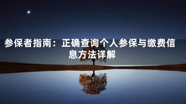 参保者指南：正确查询个人参保与缴费信息方法详解