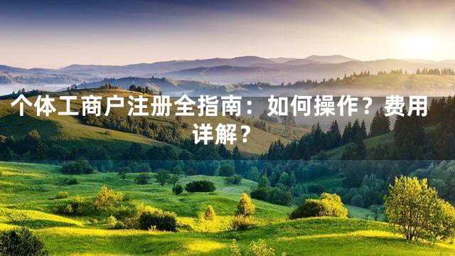 个体工商户注册全指南：如何操作？费用详解？