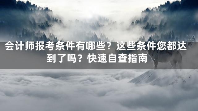 会计师报考条件有哪些？这些条件您都达到了吗？快速自查指南