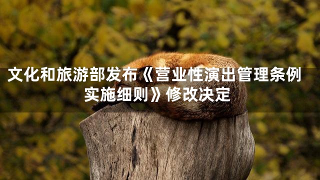 文化和旅游部发布《营业性演出管理条例实施细则》修改决定