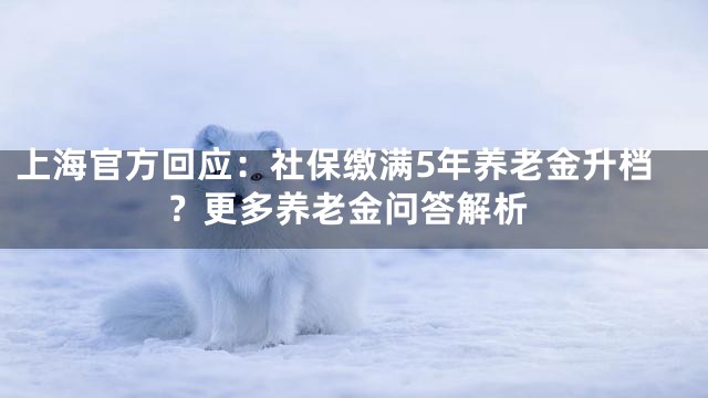 上海官方回应：社保缴满5年养老金升档？更多养老金问答解析