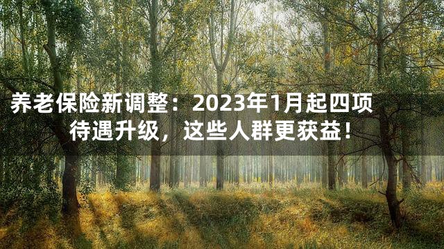 养老保险新调整：2023年1月起四项待遇升级，这些人群更获益！