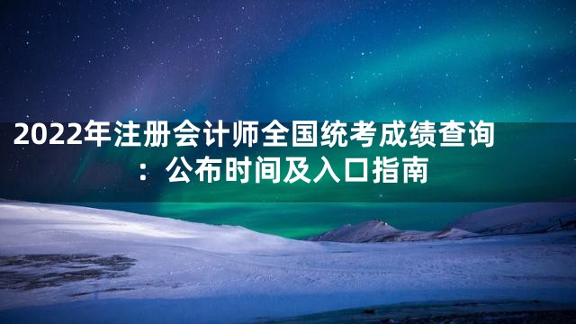 2022年注册会计师全国统考成绩查询：公布时间及入口指南
