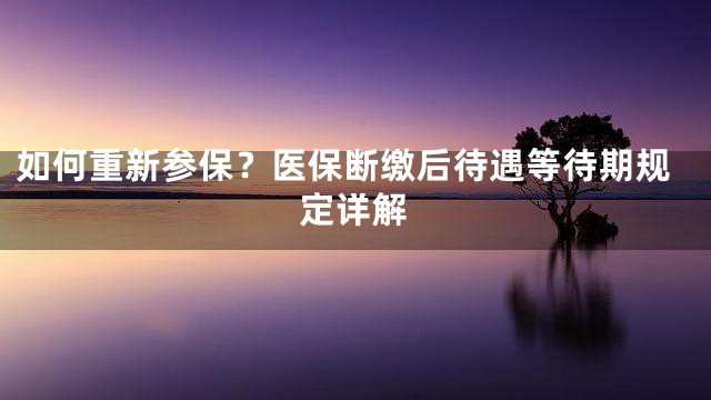 如何重新参保？医保断缴后待遇等待期规定详解