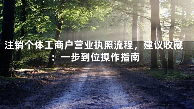 注销个体工商户营业执照流程，建议收藏：一步到位操作指南