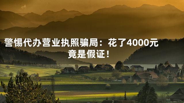 警惕代办营业执照骗局：花了4000元竟是假证！