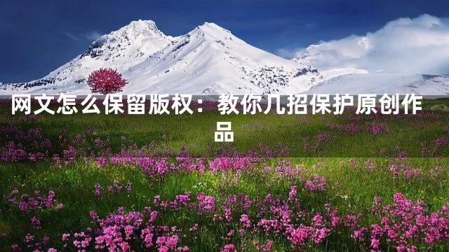 网文怎么保留版权：教你几招保护原创作品