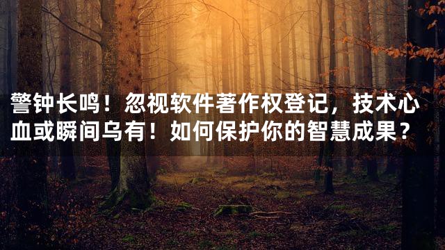 警钟长鸣！忽视软件著作权登记，技术心血或瞬间乌有！如何保护你的智慧成果？