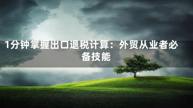 1分钟掌握出口退税计算：外贸从业者必备技能