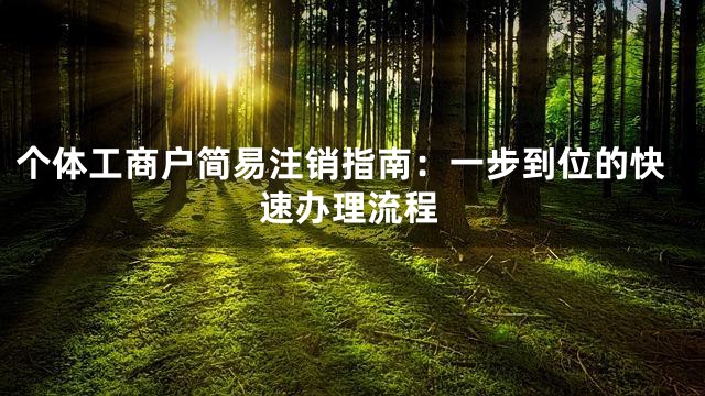 个体工商户简易注销指南：一步到位的快速办理流程