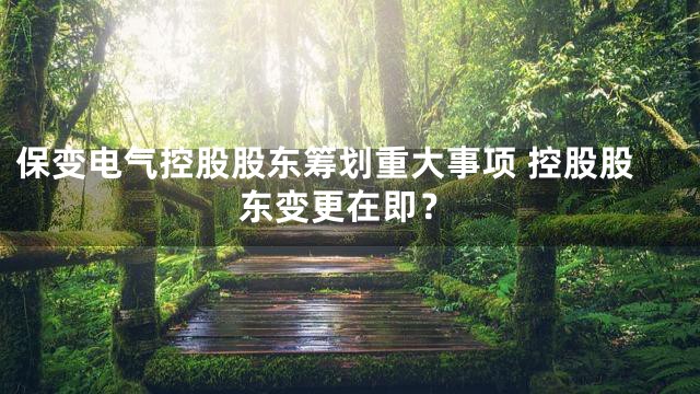 保变电气控股股东筹划重大事项 控股股东变更在即？
