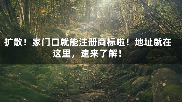 扩散！家门口就能注册商标啦！地址就在这里，速来了解！