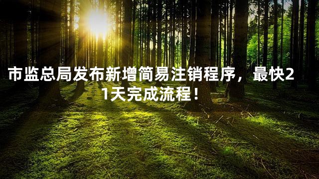 市监总局发布新增简易注销程序，最快21天完成流程！