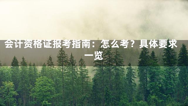 会计资格证报考指南：怎么考？具体要求一览
