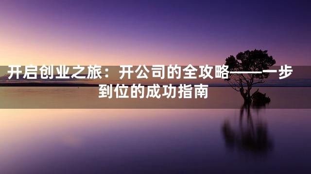 开启创业之旅：开公司的全攻略——一步到位的成功指南