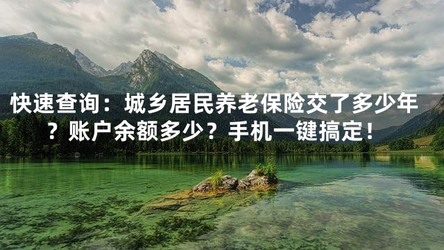 快速查询：城乡居民养老保险交了多少年？账户余额多少？手机一键搞定！